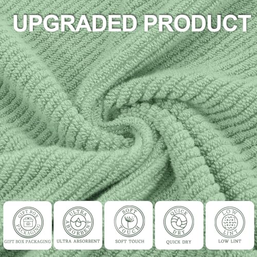 VOOVA & MOVAS 6PC Towel Set, 100% Cotton, Mint | 2 Large Bath 30x56 In, 2 Hand 18x28 In, 2 Wash Cloths 13x13 In, Quick Dry, Thick, Soft, Towel Gift Set - color: Mint Green, size: 6 PC Bathroom Towel Set