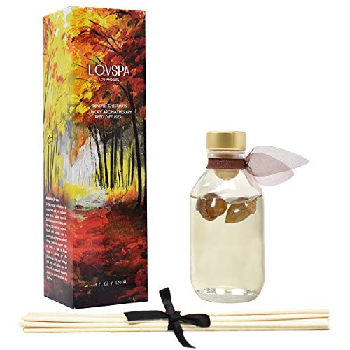 Reed Diffuser Set - Roasted Chestnuts Scented Diffuser with Sticks | Home Fragrance Reed Diffuser for Bedroom, Bathroom Shelf Décor, with Real Botanicals in the Bottle - Made in the USA - color: Roasted Chestnuts