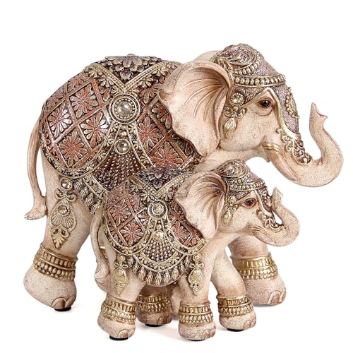Elephant Statues for Home Decoration, Mom and Baby Elephant Decor for Living Room, Shelf, Good Luck,Family, Elephants Figurine, Gifts for Mother Women Grandma Birthday Holiday Celebrations