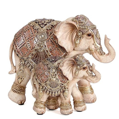 Elephant Statues for Home Decoration, Mom and Baby Elephant Decor for Living Room, Shelf, Good Luck,Family, Elephants Figurine, Gifts for Mother Women Grandma Birthday Holiday Celebrations