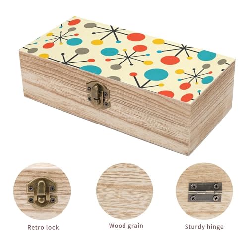 Retro Mid Century Wooden Keepsake Box Wood Memory Box with A Hinged Lid Wooden Storage Boxes Wood Gift Boxes for Picture Letter Time Capsule Keep Memories 8 * 3.7 * 2.3in