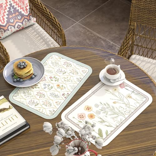 Vinyl Waterproof Placemats Set of 6 Rectangular,12"*17"-Serenity B | Wipeable Beautiful Print Place Mats,Stain Resistant,Heat Resistant,Everyday Meals,Kitchen,Dinning,Holiday,Decor - color: Serenity B