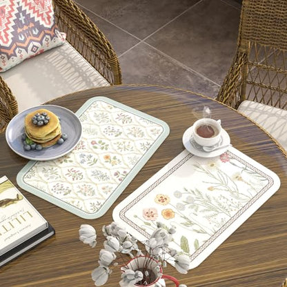 Vinyl Waterproof Placemats Set of 6 Rectangular,12"*17"-Serenity B | Wipeable Beautiful Print Place Mats,Stain Resistant,Heat Resistant,Everyday Meals,Kitchen,Dinning,Holiday,Decor - color: Serenity B
