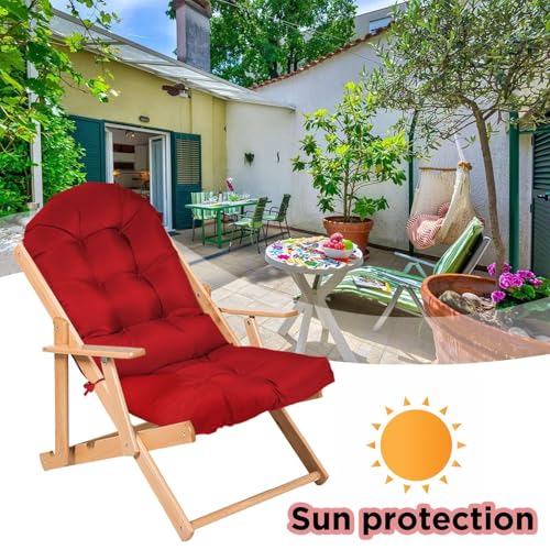 Yddsky Adirondack Chair Cushion, Rocking Cushions 44x19.4x4 inch, High Back Patio Recliner Cushion of Upper and Lower with Ties, Sunscreen and Fade-Resistant Red,2 - color: Red