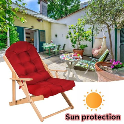 Yddsky Adirondack Chair Cushion, Rocking Cushions 44x19.4x4 inch, High Back Patio Recliner Cushion of Upper and Lower with Ties, Sunscreen and Fade-Resistant Red,2 - color: Red