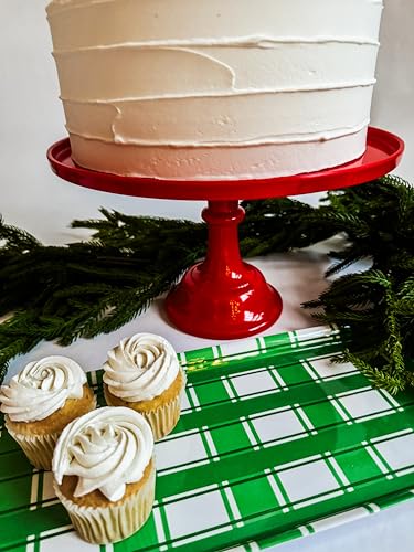 Green Plaid Melamine Serving Tray with Handles Festive All-Season Platter | By Sprinkles & Confetti Easter Summer Birthdays Outdoor Indoor BPA-Free Shatter-Resistant Lightweight Food Entertaining - color: Green Plaid