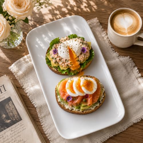 White Serving Platters Set of 2 – 13.5 Inch Rectangular Serving Platters, Large Porcelain Serving Platters for Party, Appetizers, Sushi, Steak & Dessert - size: Rectangular 13.5in