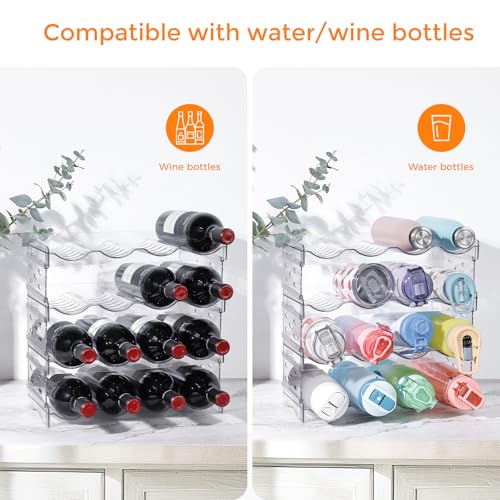 BoxedHome Plastic Water Bottle Organizer and Wine Rack Storage Holder for Inside Cabinet, Kitchen Countertop, Table Top, Pantry, Bars, Cabinets, Fridge - Clear (4 Tier 16 Containers) - size: 4Tier 16Bottles