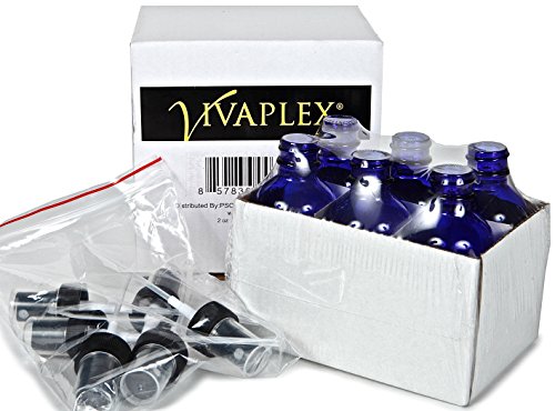 Vivaplex 6, Cobalt Blue, 2 oz Glass Bottles, with Black Fine Mist Sprayers