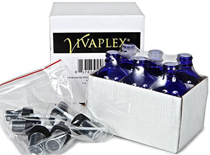 Vivaplex 6, Cobalt Blue, 2 oz Glass Bottles, with Black Fine Mist Sprayers