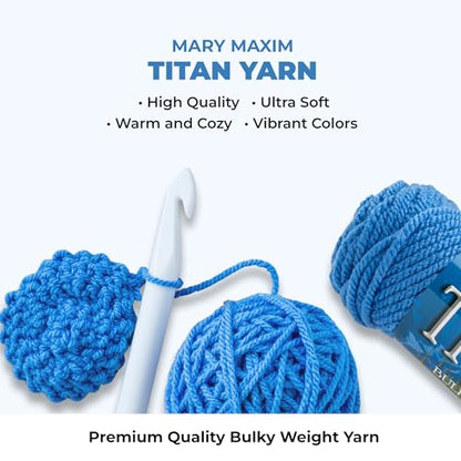 Mary Maxim Titan Bulky Yarn, Weight 5 Acrylic Chunky Yarn for Crocheting and Knitting, Ideal for Thick, Soft Blankets, Throws, and Graph Style Sweaters, 80 Yards - Medium Blue - 1 Skein - color: Medium Blue