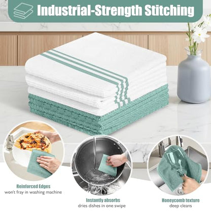 Oven Mitts and Pot Holder Sets with Silicone Grip, 500°F Heat Resistant-6 Pack Dishcloth/Dish Towels for Kitchen 100% Cotton-Value Kitchen Essentials for Cooking, Baking, Grilling-Mint Green - color: Mint Green