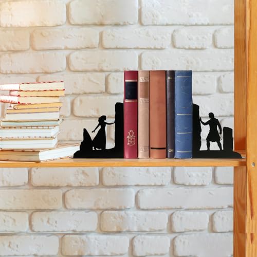 Couple Decorative Bookends Metal Magic Book Ends for Shelves | Bookshelf Decorative Objects Home Office Desk Bookshelf Decor