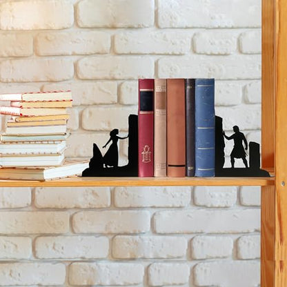 Couple Decorative Bookends Metal Magic Book Ends for Shelves | Bookshelf Decorative Objects Home Office Desk Bookshelf Decor