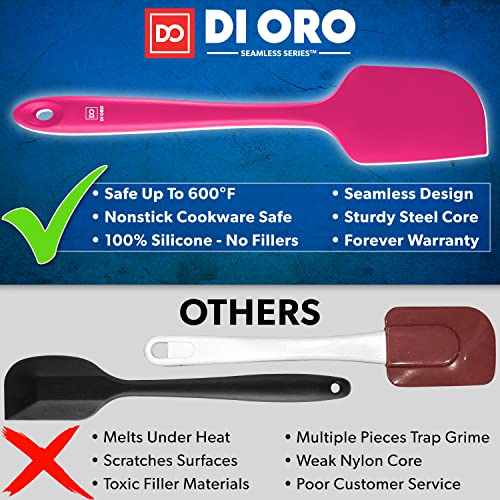 DI ORO Silicone Spatula Set - 600F Heat Resistant, 3-Pc Magenta | Rubber scraper won't scratch nonstick pans; For baking, cooking, mixing, and frosting; BPA-free and dishwasher safe - color: Magenta