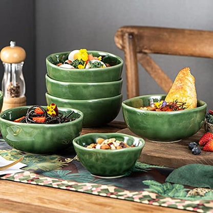 vicrays Ceramic Cereal Bowls Set - Porcelain 26 Ounce Soup Salad Bowls - Rice Dessert Cream Bowls Set - Chip Resistant Dishwasher Microwave Safe - Set of 6 (Green) - color: Green