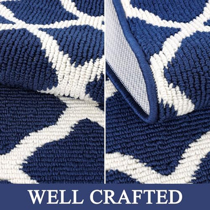SHACOS Kitchen Runner Rugs 2x6 ft Washable Rug Runner Dirt Trapping Non Slip Rubber Backing Hallway Entryway Runners Laundry Room Floor Carpet Mats, Navy Blue - color: Navy Blue, size: 2' x 6'