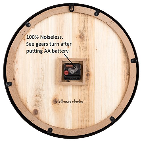 Oldtown Farmhouse Metal & Solid Wood Noiseless Wall Clock (Wood, 18-inch) - color: Wood, size: 18-inch