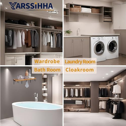 Yarssihha 2 Pack Closet Rod Bracket, 12 x 10.4 Inch Wall Mounted Closet Shelf Bracket, Black Closet Rod Support Bracket with Screws - style: Black-2 pack