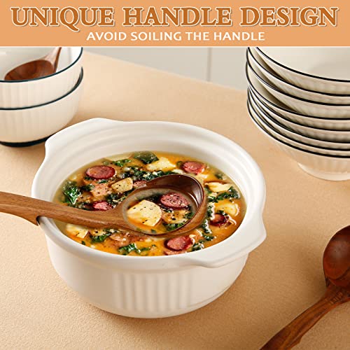 3Pcs Wooden Ladle for Soup, 3Size Natural Teak Wooden Cooking Spoons, Wood Soup Spoon for Serving, Stirring, Non-Stick Heat-Resistant, Kitchen Spoon Sets for Mom and Wife Cooking Gifts - style: Rustic, Natural