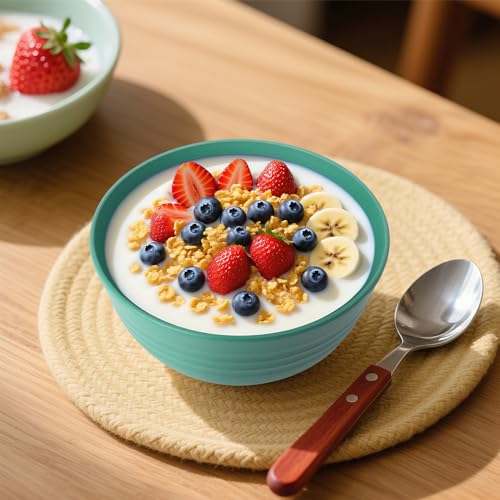 Cereal Bowls Set of 6, Wheat Straw Bowls Set 26oz Green Bowls | Unbreakable Alternative Plastic Bowls Reusable for Kitchen, Camping, RV, Microwave-able and Dishwasher Safe Bowls Sets - color: Green, size: 26oz