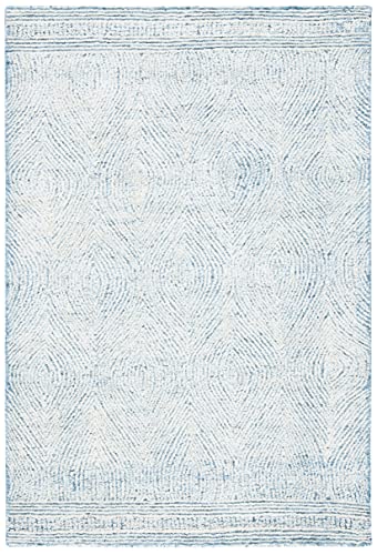 SAFAVIEH Abstract Collection Accent Rug - 2' x 3', Ivory & Blue, Handmade Wool, Ideal for High Traffic Areas in Entryway, Living Room, Bedroom (ABT340M) - color: Ivory/Blue, size: 2' x 3' (Rectangular)