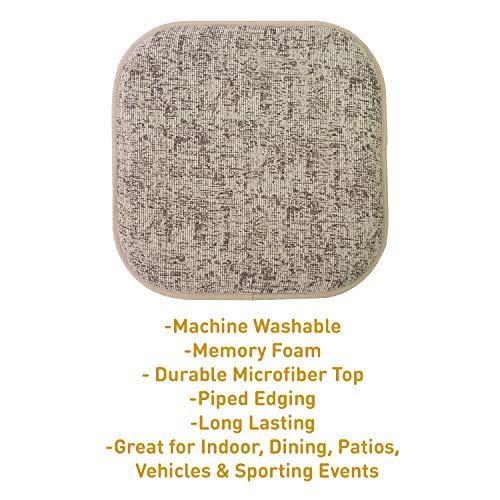 Sweet Home Collection Chair Cushion Memory Foam Pads Honeycomb Pattern Slip Non Skid Rubber Back Rounded Square 16" x 16" Seat Cover, 4 Pack, Broadway Chocolate/Cream - color: Broadway Chocolate/Cream, size: 4 Pack