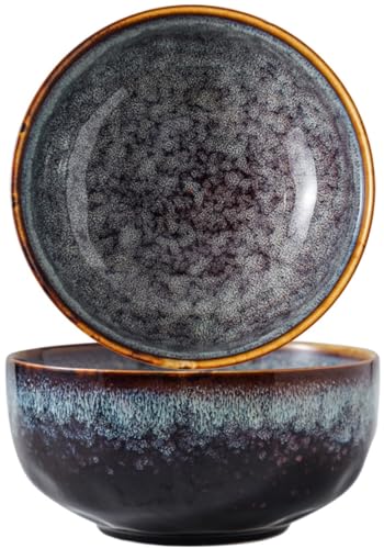 Serving Bowls - 22 Ounce Bowls Set - Ceramic Bowl Set of 2-5.75 inch Salad Bowls - Soup Bowls - Cereal Bowls for Kitchen, Speckled Black Purple - color: Speckled Black Purple, size: 22 Ounces