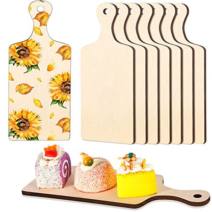 8 Pcs Mini Wooden Cutting Board for Craft with Handle 9.45 x 3.54 Inch Small Thicken Charcuterie Chopping Cooking Serving Tray Cutting Board for Cheese Fruit Kitchen Home Kitchen Decor