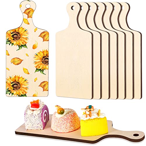 8 Pcs Mini Wooden Cutting Board for Craft with Handle 9.45 x 3.54 Inch Small Thicken Charcuterie Chopping Cooking Serving Tray Cutting Board for Cheese Fruit Kitchen Home Kitchen Decor
