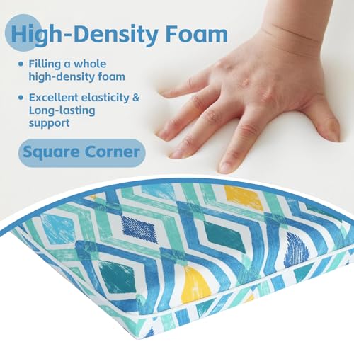 COZYVIDA Outdoor Chair Cushions Set of 4, 20"x20" Square Seat Pads with Tie Straps and YKK Zippers, 35D High-Density Foam, Water-Resistant Fabric,UV-Resistant 1000+ Hrs - color: Print 040