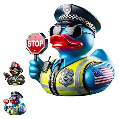 Traffic Police Resin Duck Figurines | Hand-Painted Resin Collectible Duck Ornaments, Novelty Home Decor & Display Gifts