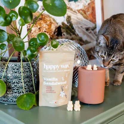 Happy Wax Clay Mini Mod Warmer for Scented Wax - Small Tabletop with Timer - Electric, Ceramic with Removable No Mess Silicone Dish - color: Clay