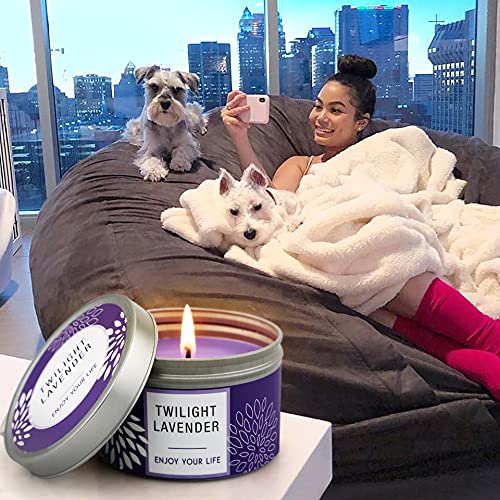 Scented Candle Gift Set for Women, 3 Pack Large Soy Wax Candles in Tins, 6.2 oz Each, 30-35 Hr Burn, Lavender, Orange Blossom & Mahogany Woods - size: Large 3-Tin Candle Set
