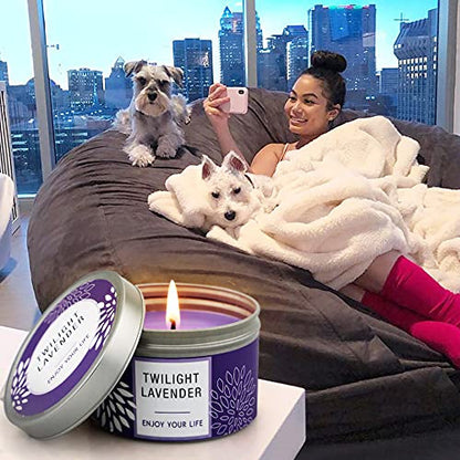 Scented Candle Gift Set for Women, 3 Pack Large Soy Wax Candles in Tins, 6.2 oz Each, 30-35 Hr Burn, Lavender, Orange Blossom & Mahogany Woods - size: Large 3-Tin Candle Set
