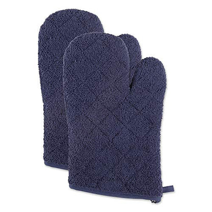 DII Basic Terry Collection 100% Cotton Quilted, Oven Mitt, French Blue, 2 Piece - color: French Blue, size: Oven Mitt