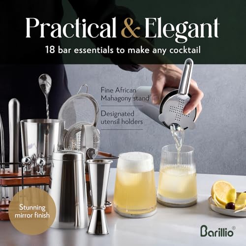Barillio Premium Home Bar Bundle – 23-Piece Bartender Kit + 24 oz Crystal Mixing Glass