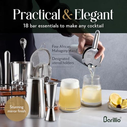 Barillio Premium Home Bar Bundle – 23-Piece Bartender Kit + 24 oz Crystal Mixing Glass