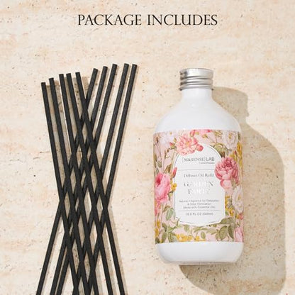 M&SENSE Reed Diffuser Set, Garden Party, 17oz Natural Essential Oil | Non-Toxic Organic, Long-Lasting Fragrance, Ideal for Living Room, Entryway, Gifts for Women - color: Garden Party