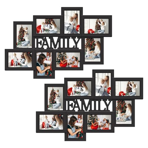 Jerry & Maggie 8 Opening Family Photo Collage Frame for Wall Decor, 4×6 Frames Family Wall Decor, PVC Gallery Picture Frames Collage Wall Decor for 4×6 Pictures, Stylish & Durable, Black/2 Pack - color: Black/ 2 Pack, size: 8 Opening