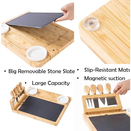 Charcuterie Board Gift Set with Large Embedded Removable Slate Serving Tray House Warming Gift New Home, Wedding Gifts for Couple, Bridal Shower Gift (Lightweight Charcuterie Board) - size: Lightweight Charcuterie Board