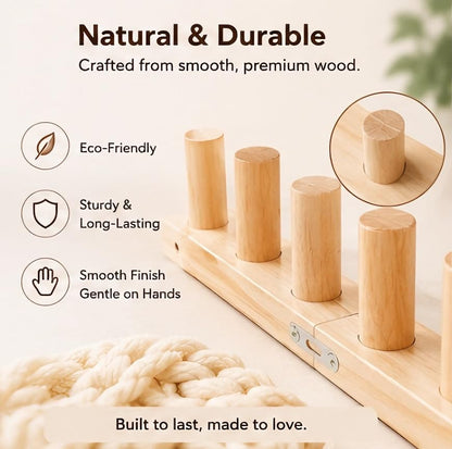 Aeelike Chunky Blankets Loom Kit for Knitting,No Need Hooks,Wooden 39 inch | Portable Adjustable Size, Detachable Modular Design,Wooden Weaving Frame for Thick Yarn,Affordable,Stress Relief Gift - size: 39 IN