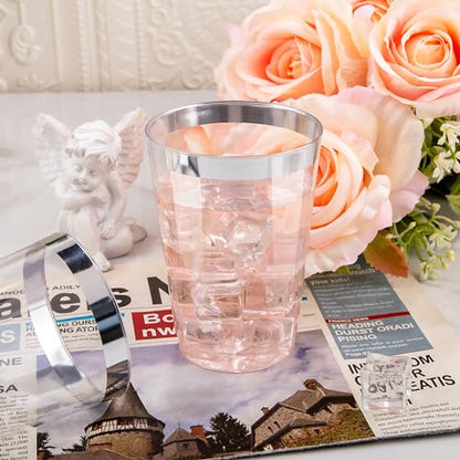 I00000 50 Pack 12 oz Silver Plastic Cups, Premium Silver Disposable Cups | BPA-Free, Heavy Duty, Everyday Use, Bulk Catering, Wine Glasses, Cocktail Glasses, Silver Cups Perfect for Party & Wedding - color: 12-Silver-50