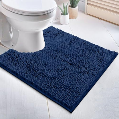 Bathroom Rugs Sets 2 Piece, Luxury Chenille Bath Mat Set, Soft Plush Anti-Slip Bath Rug + U-Shaped Toilet Mat. Microfiber Shaggy Carpet, Super Absorbent (24” x 36” & 20” x 24” U, Blue) - color: Blue, size: 2 Piece Set - Large