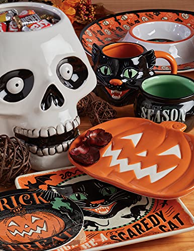 Scaredy Cat 3-D Ceramic Halloween Mugs, Set of 4 – Add spooky fun to your fall mornings with ghost, pumpkin, skull, and black cat designs, perfect for coffee, cocoa, or festive party drinks