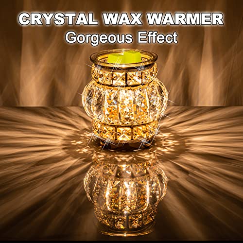 Wax Melt Warmer Wrought Iron Crystal Oil Burner for Home, Living Room, Bedroom, Kitchen, Office (Golden)
