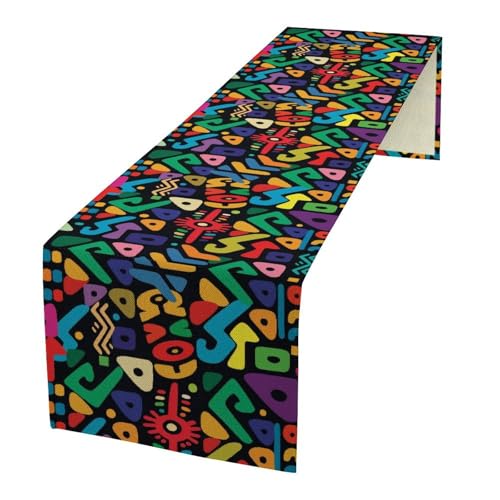 African Table Runner Abstract Geometry Nationality Tribe Table Runner for Kitchen Party Home Dining Room Table 13x36in - color: African-f88, size: 13in(33cm) x 36in(92cm)