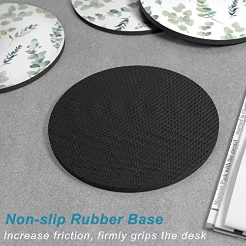 Nipichsha Coasters for Drinks, Set of 6 Cute Absorbent Rubber Drink Coasters for Cup with Non Slip Backing, Kitchen Home Decor Housewarming Gift, Round 4 in, Eucalyptus Leaf | Set of 6 Cute Absorbent Rubber Drink Coasters for Cup with Non Slip Backing, Ki
