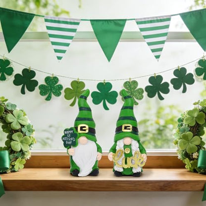 Uniboho St Patricks Day Decorations St Patricks Day Decor Gnomes Green Irish Leprechaun Figurine for St Patricks Day Decorations Indoor St. Patrick's Day Gifts