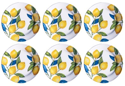 Lemon Orchard 10.5" Dinner Plate, Premium NewWave Melamine, Indoor/Outdoor, Shatter-Resistant, Microwave & Dishwasher Safe Dinnerware for Camping & Outdoor Dining, Yellow, Set of 6 - size: Dinner Plate